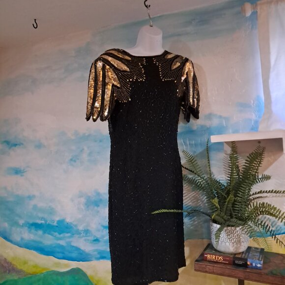 Stenay size 6 vintage sparkly black & gold dress, great condition - Picture 6 of 10